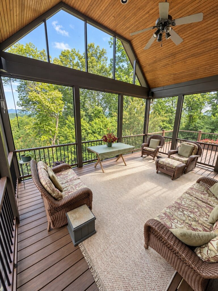 Screened Porch with Trex Decking and SCREENEZE in Marietta, SC