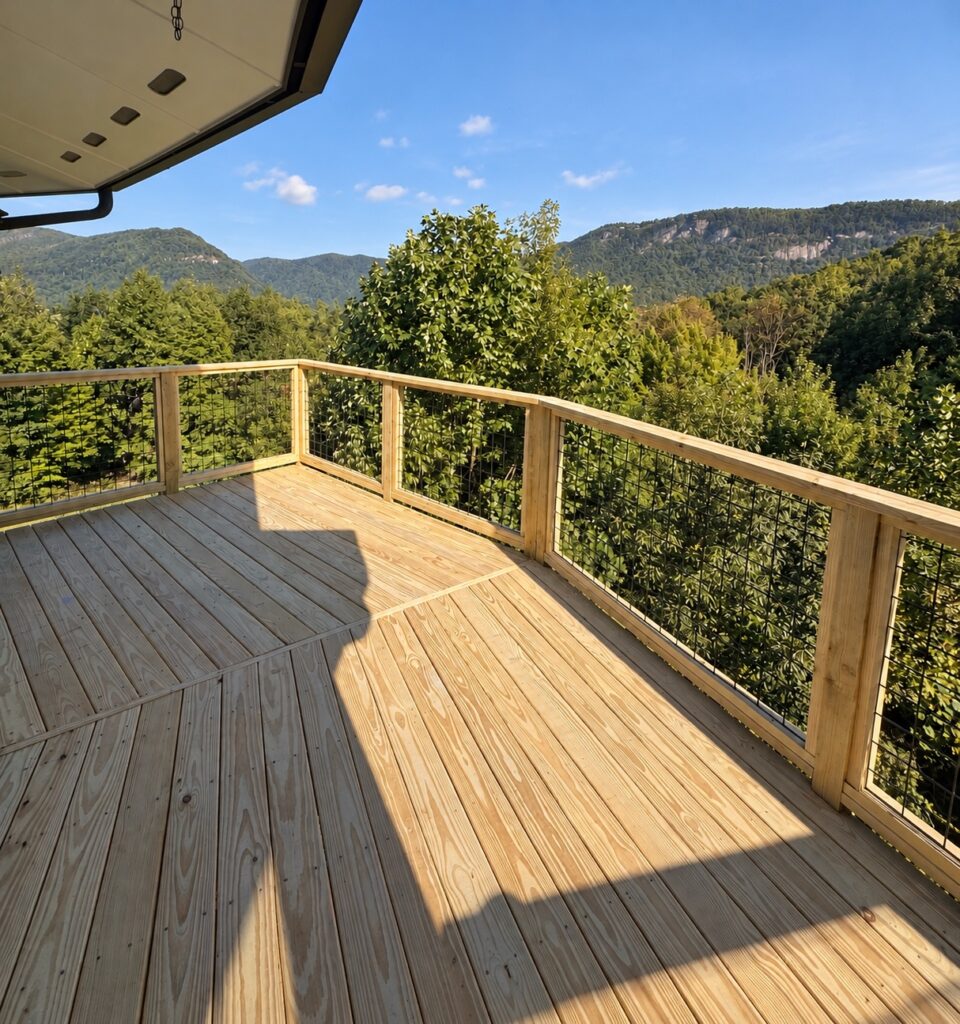 Wood Deck with Hog Wire Railing in Cleveland, SC